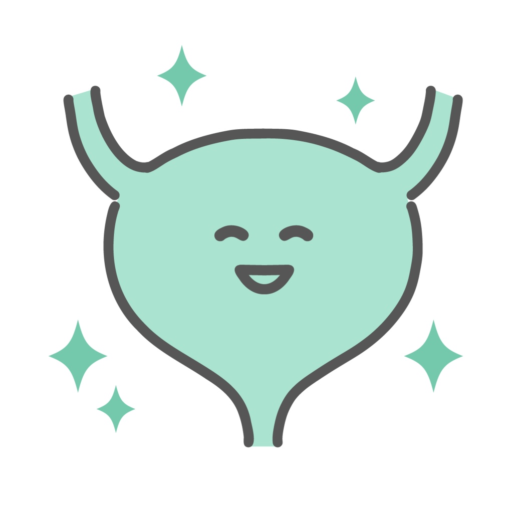 健康で元気な膀胱のキャラクターイラスト（正常・快調）