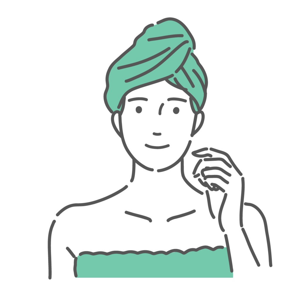 タオルターバンを巻いた女性のイラスト(入浴後・スキンケア)