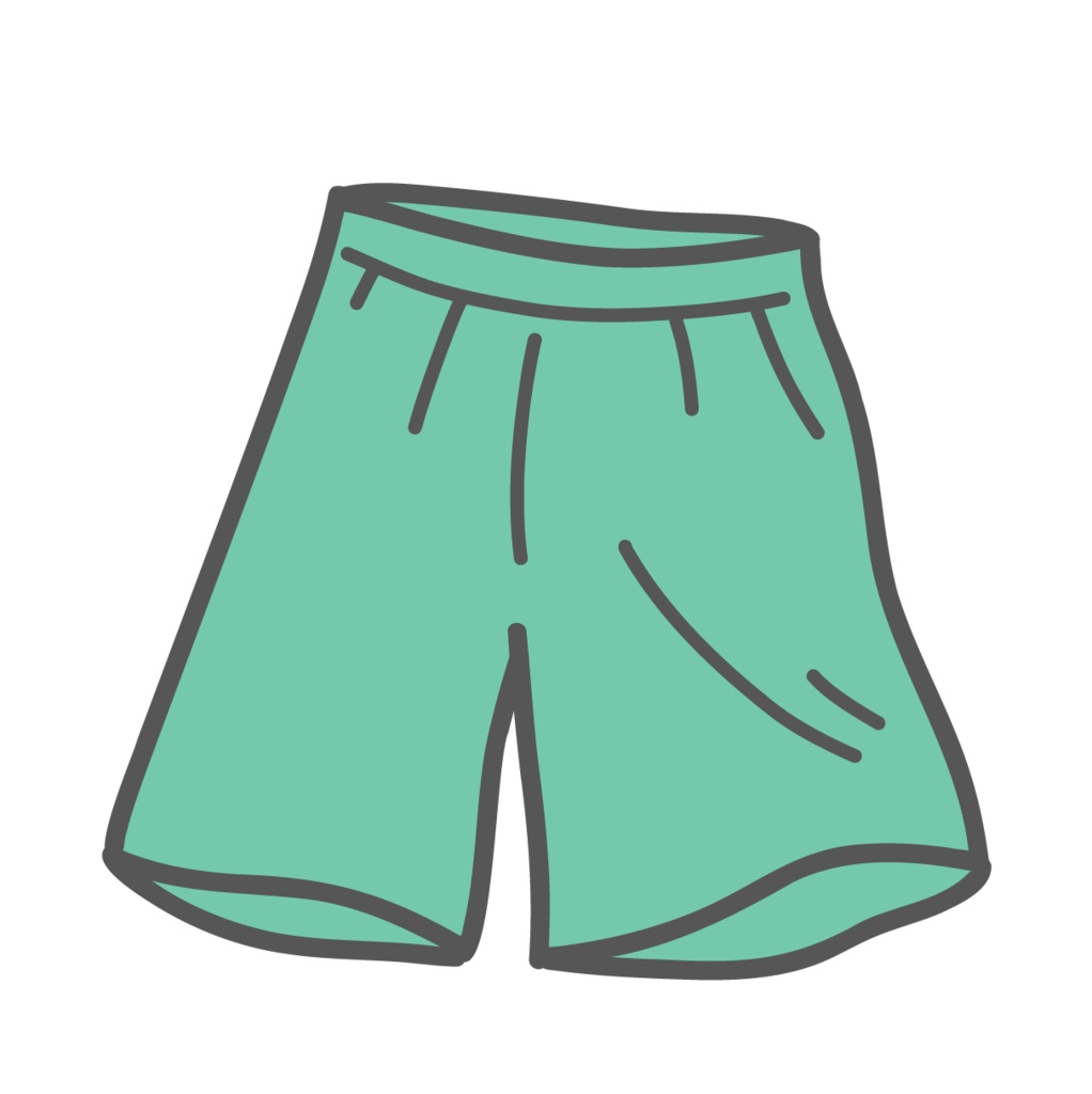 シンプルなハーフパンツ（緑）のイラスト