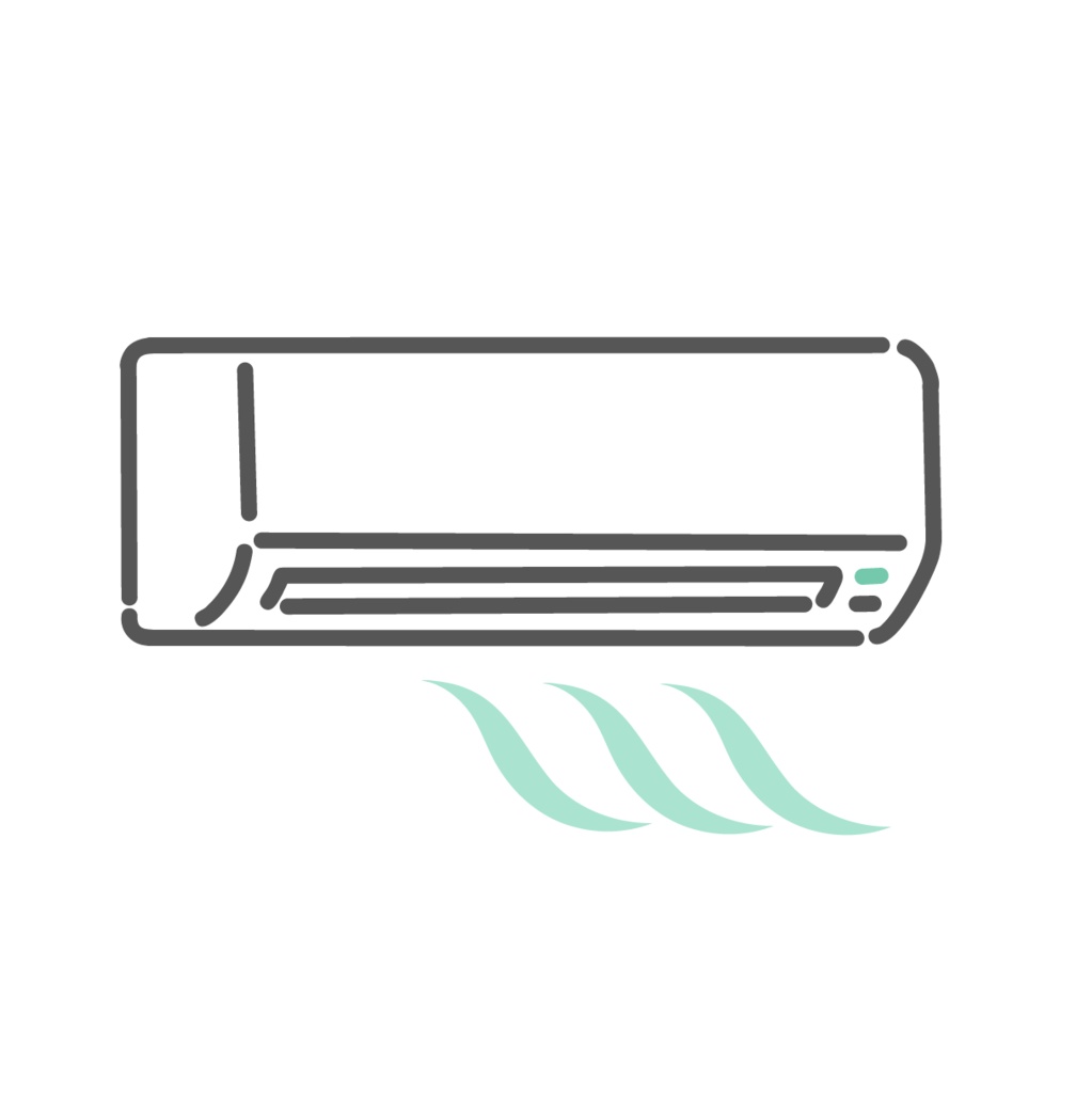 涼しい風が出るエアコン（冷房）のイラスト