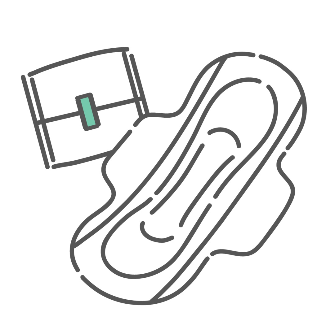 生理用品（ナプキン）と個包装のイラスト