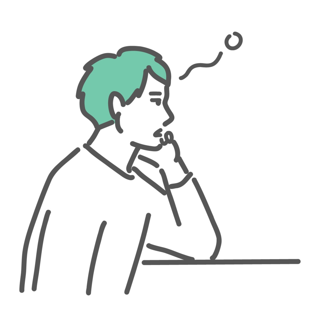 意欲・集中力が低下し、ボーッとして物思いにふける男性のイラスト