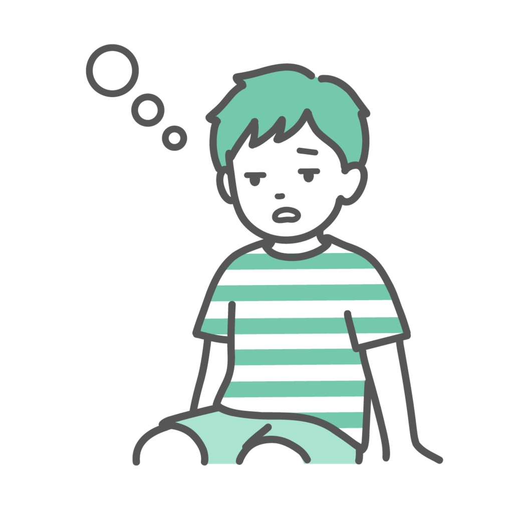 気分が悪くぼーっとしている男の子（子供）のイラスト