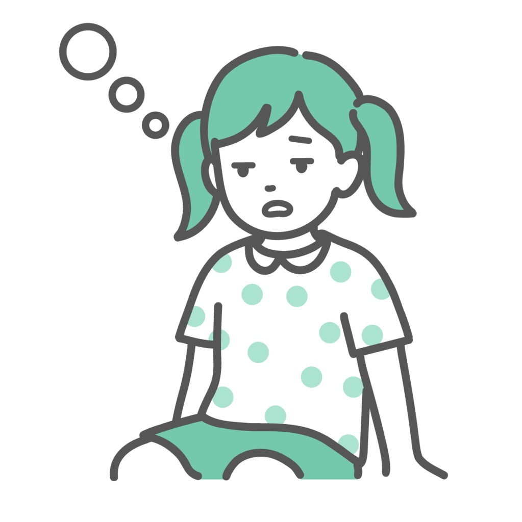 気分が悪くぼーっとしている女の子（子供）のイラスト