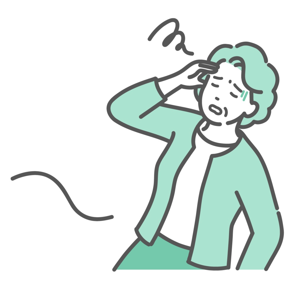 めまいや立ちくらみでふらつくシニア女性（おばあちゃん）のイラスト