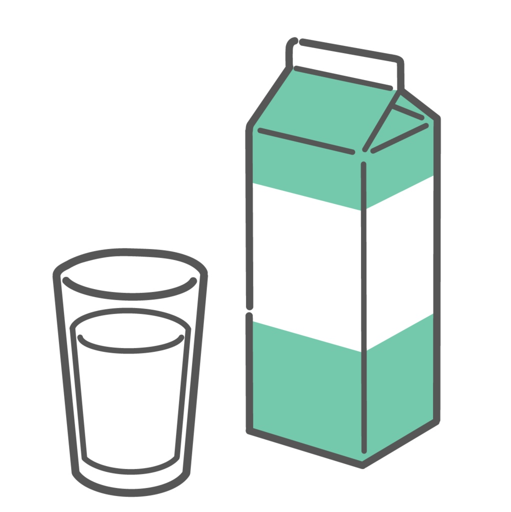 牛乳のイラスト（パックとコップ/乳製品）