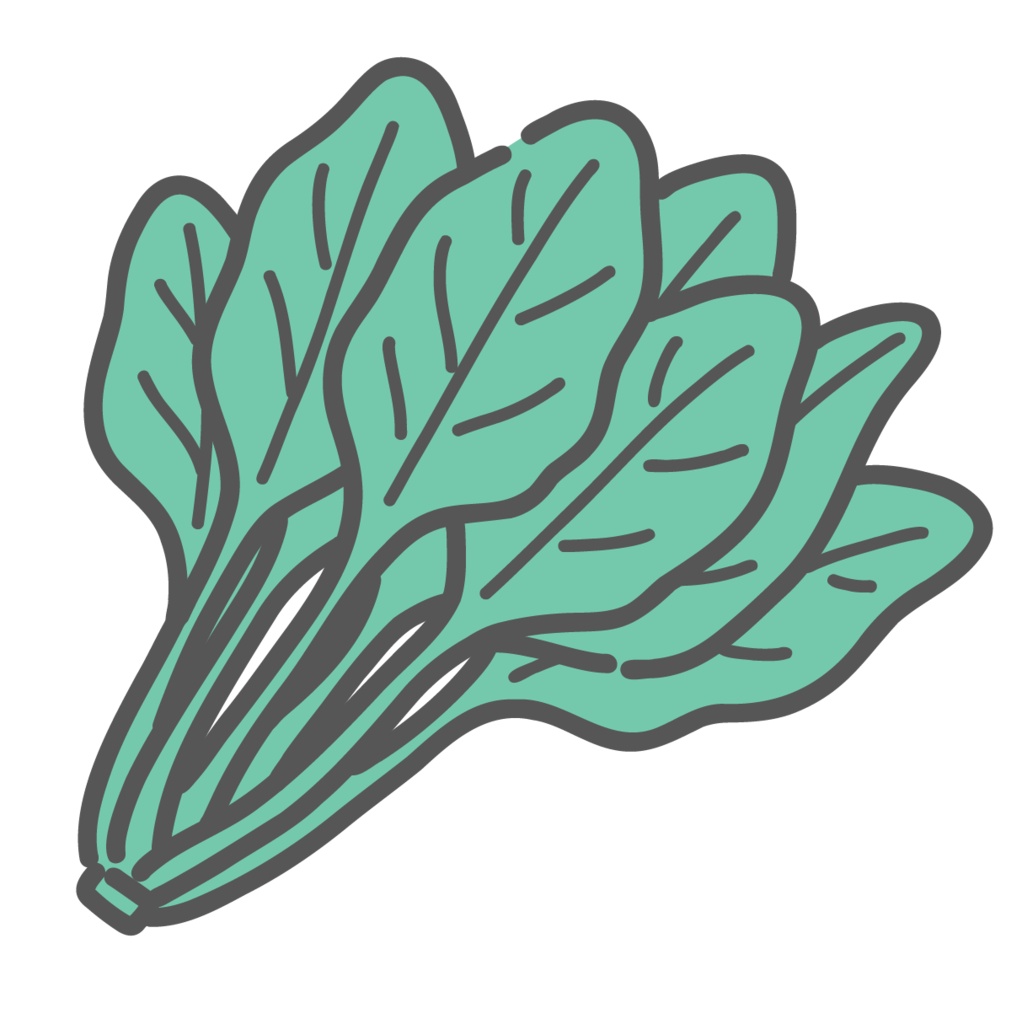 ほうれん草のイラスト(緑黄色野菜/鉄分)