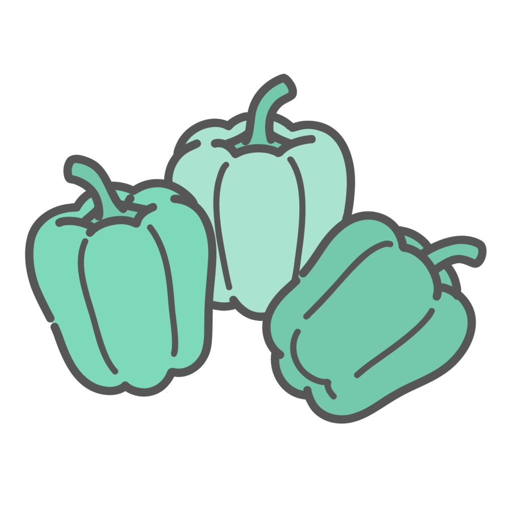 パプリカのイラスト(ビタミンC・E/緑黄色野菜)