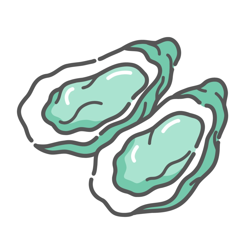 牡蠣（カキ）のイラスト（亜鉛豊富な食材/貝類）