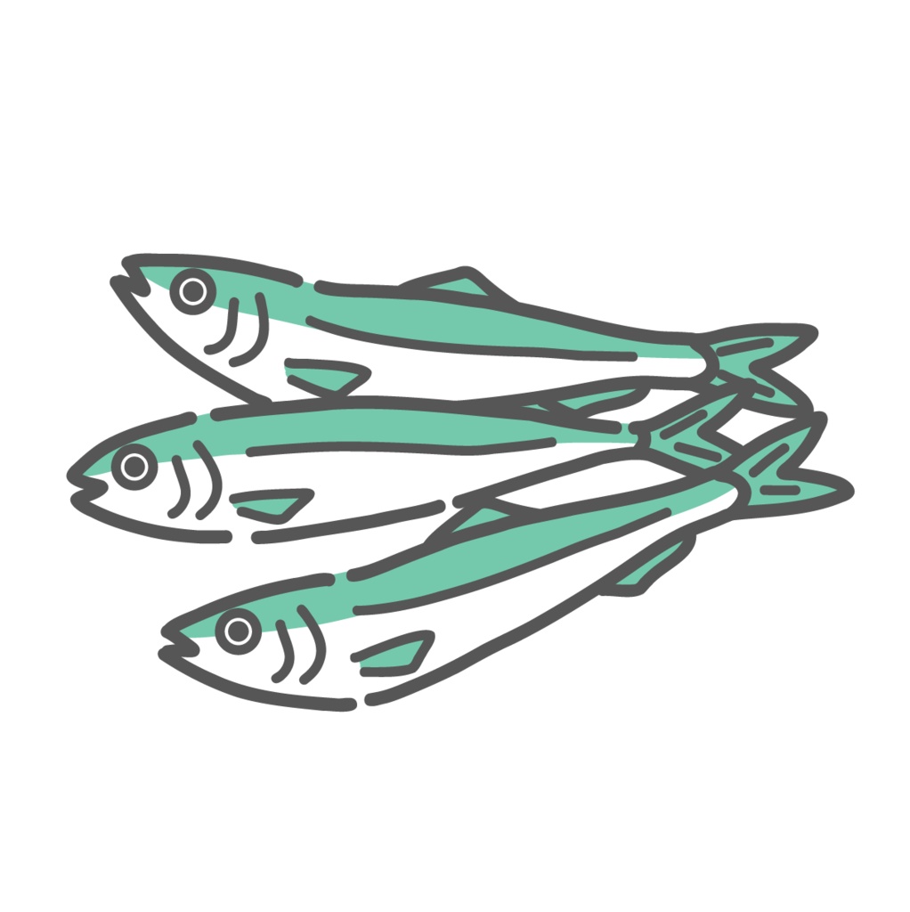 煮干し・小魚のイラスト(カルシウム豊富な食材/乾物)