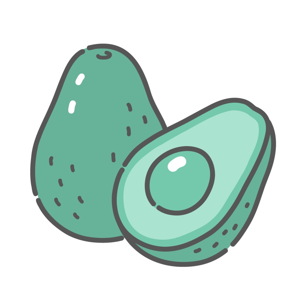 アボカドのイラスト(森のバター/良質な脂質)