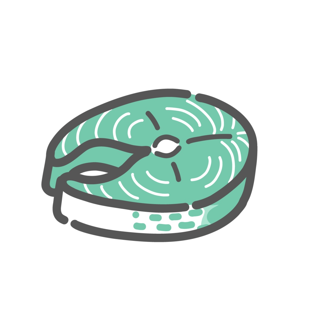 鯖(サバ)の切り身のイラスト(筒切り/DHA・EPA)