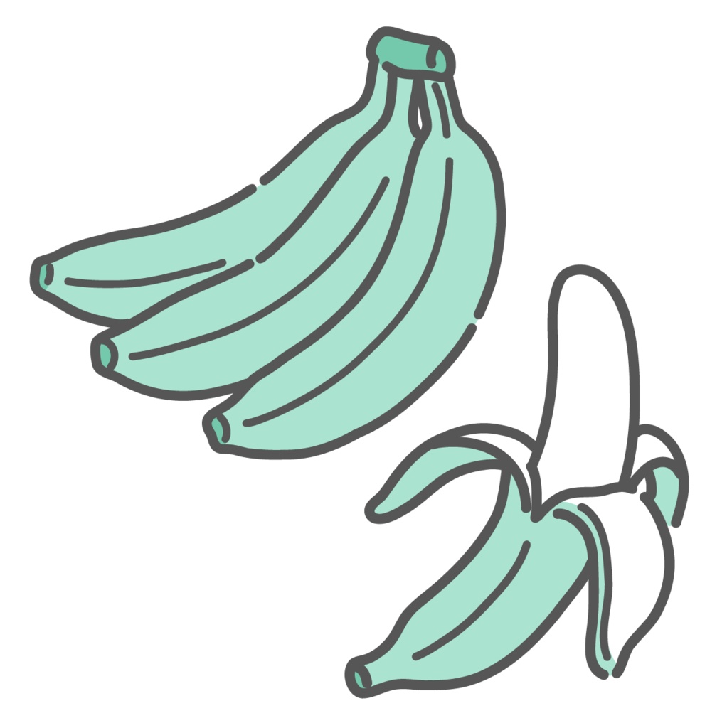 バナナのイラストセット(房と皮むき/エネルギー補給/果物)