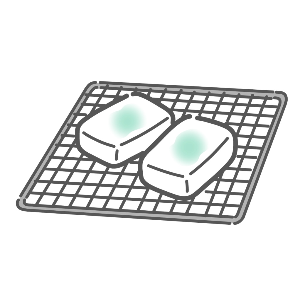 餅（切り餅）のイラスト（焼き餅/窒息注意/炭水化物）