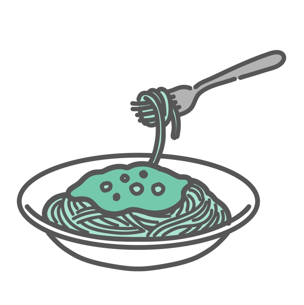 パスタのイラスト（ミートソース/スパゲッティ/炭水化物）