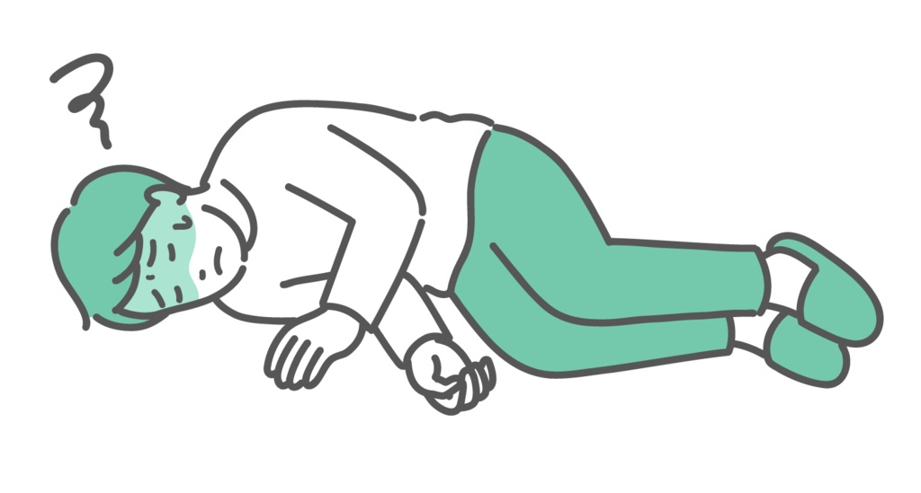 意識を失って倒れている男性のイラスト(失神・急病・救急)