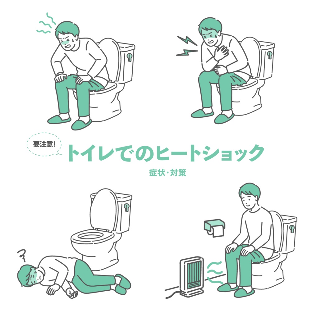 トイレのヒートショック・いきみと血圧変動のリスク・対策セット（男性）