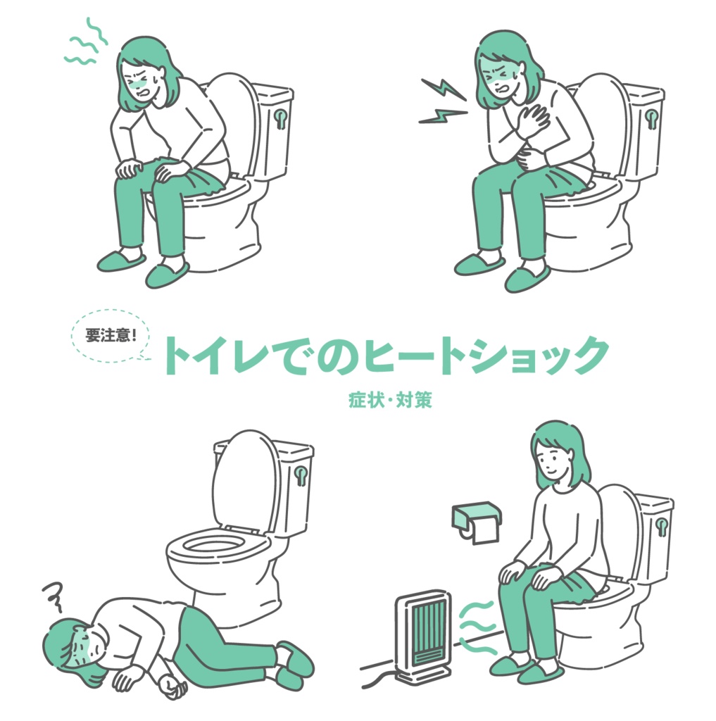 トイレのヒートショック・いきみと血圧変動のリスク・対策セット(女性)