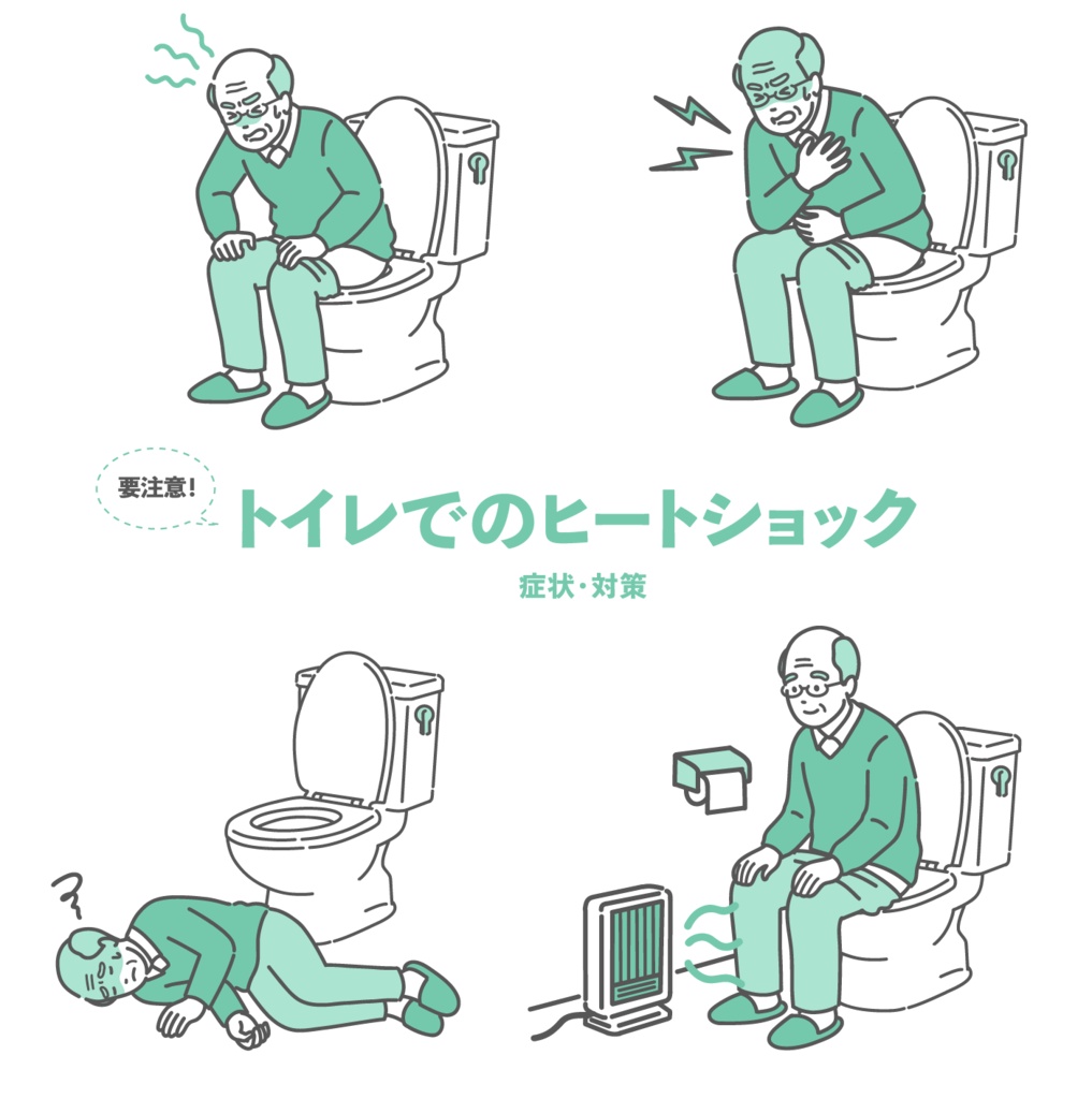 トイレのヒートショック・いきみと血圧変動のリスク・対策セット（高齢男性）