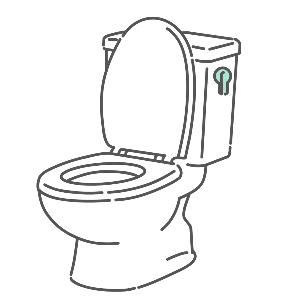 洋式トイレのイラスト（フタが開いた状態・便器・アイコン）