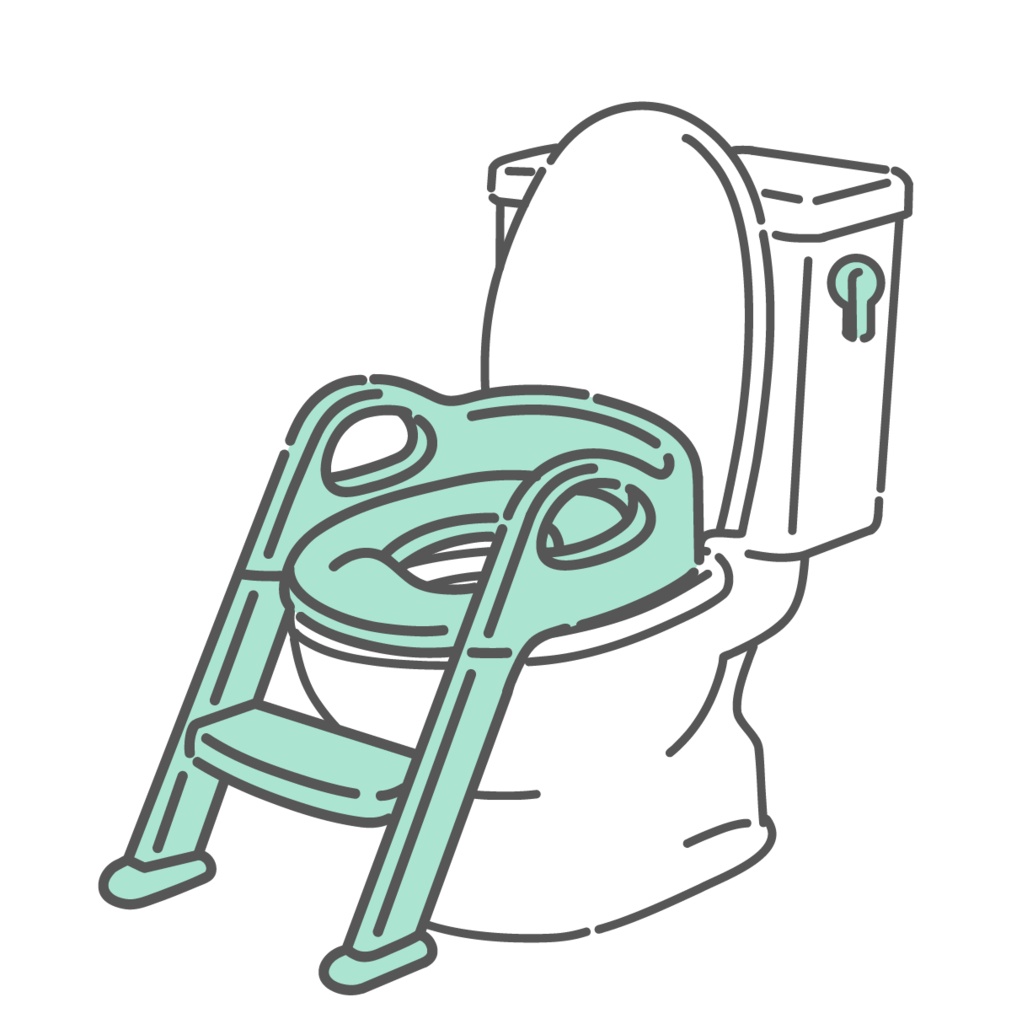 ステップ付き補助便座が設置された洋式トイレのイラスト（トイトレ・子供用便座）