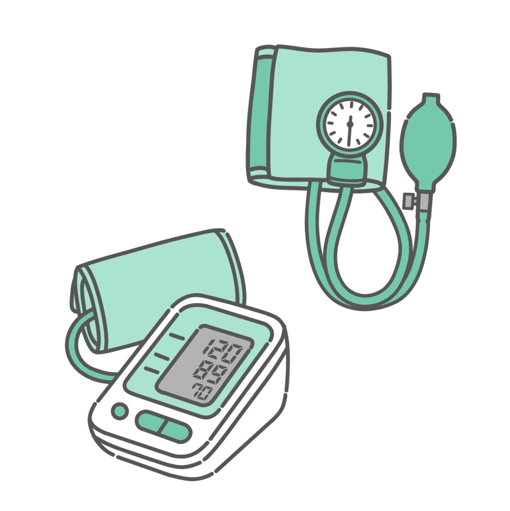 血圧計のイラストセット（アネロイド式・電子式）
