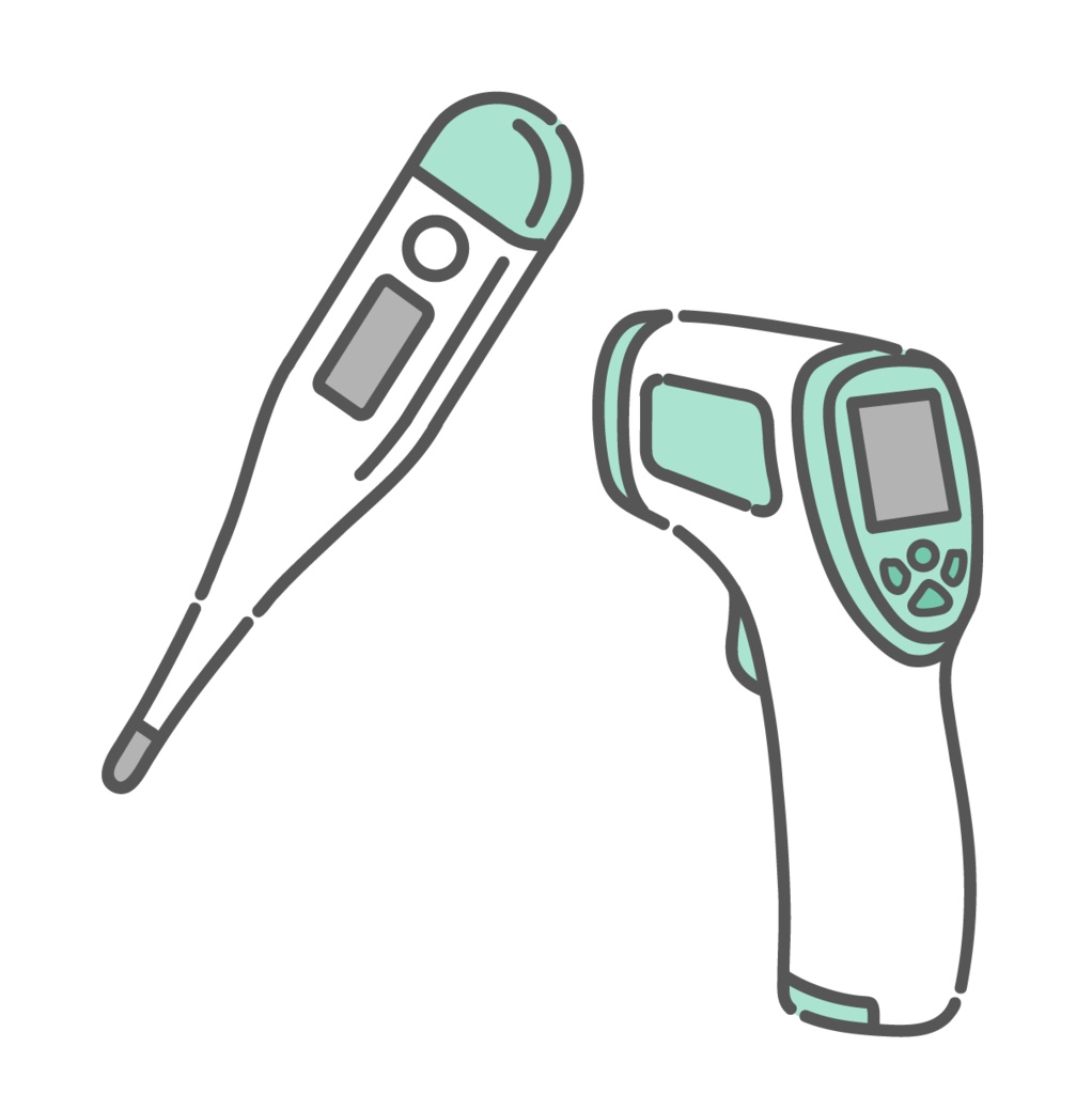 体温計のイラストセット（電子体温計・非接触体温計）