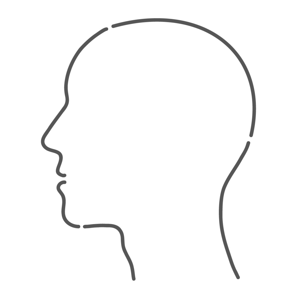 人の横顔の輪郭線イラスト（書き込み用ベース・シルエット）