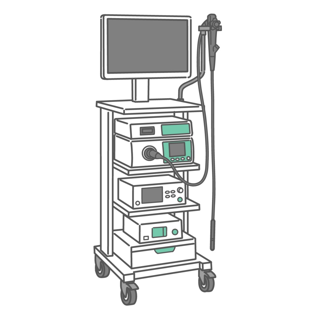 内視鏡システム（内視鏡検査機器・カート）のイラスト