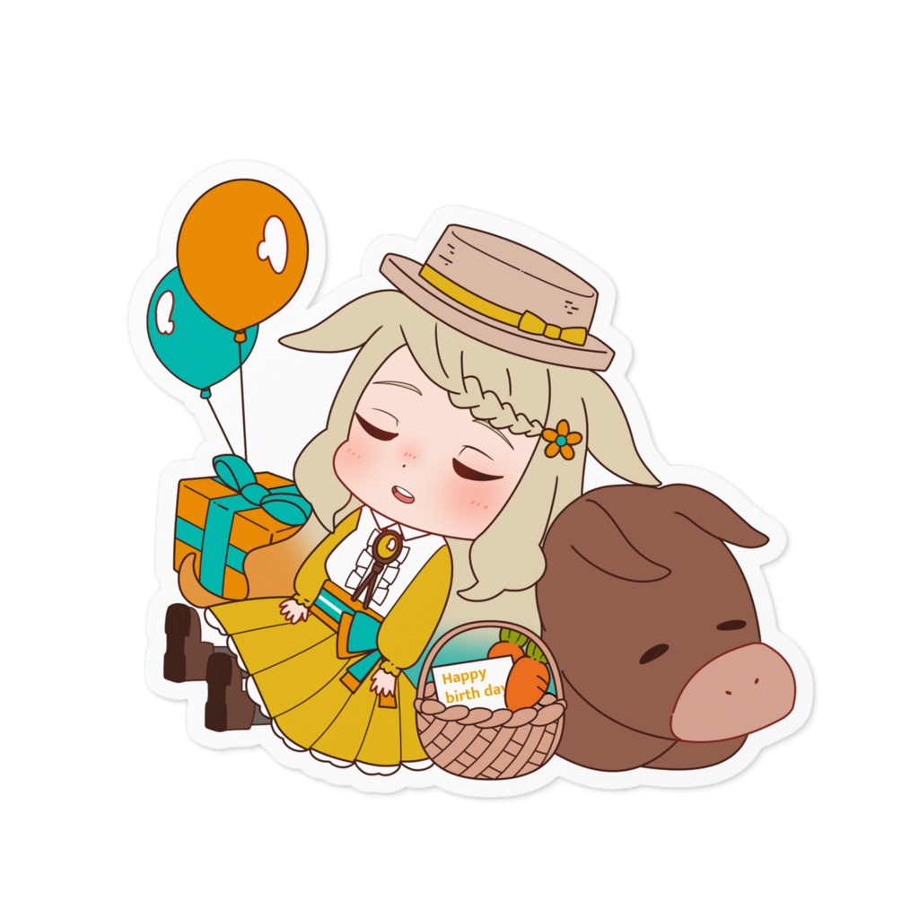 ステッカー　ネムネムぽわとロバ　誕生日グッズ