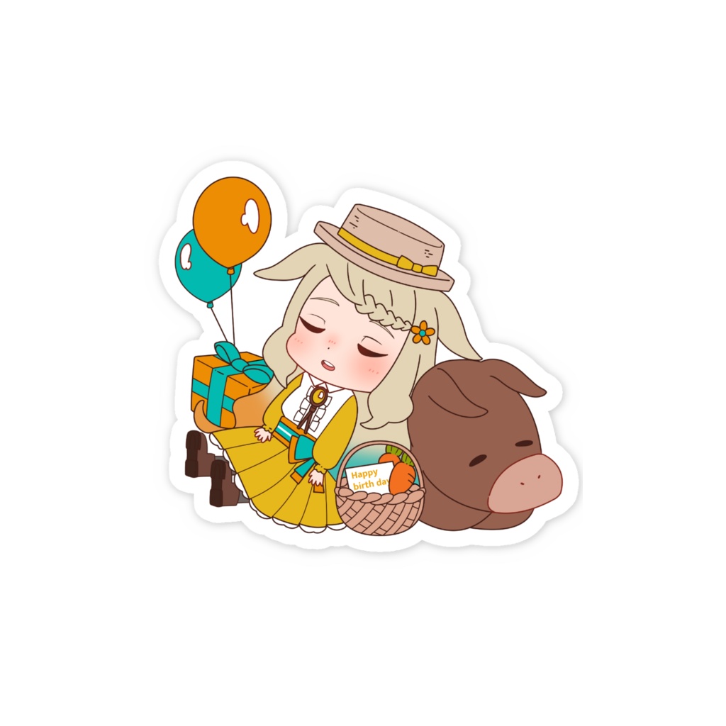 スマホステッカー ねむねむぽわとロバ 誕生日グッズ