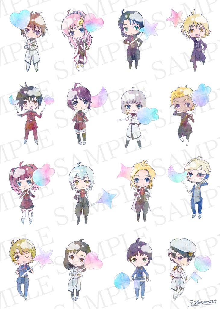 ガンダムSEED水彩風クリアシール(16種セット)