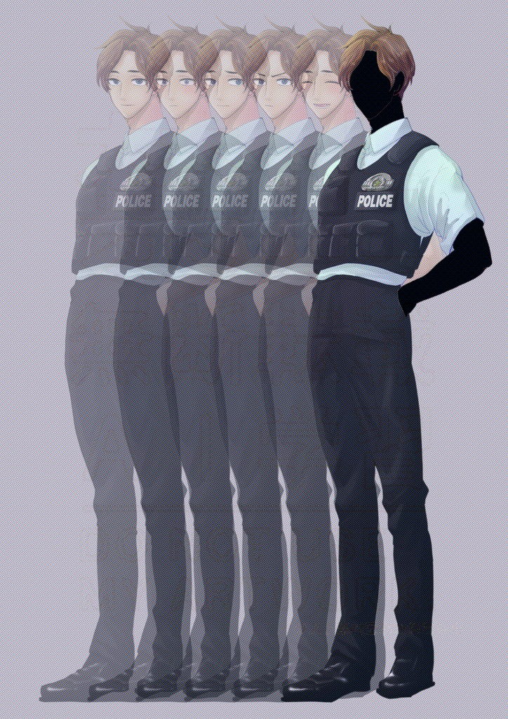 【AI不使用立ち絵素材】男性/警察官/表情5種/シルエット
