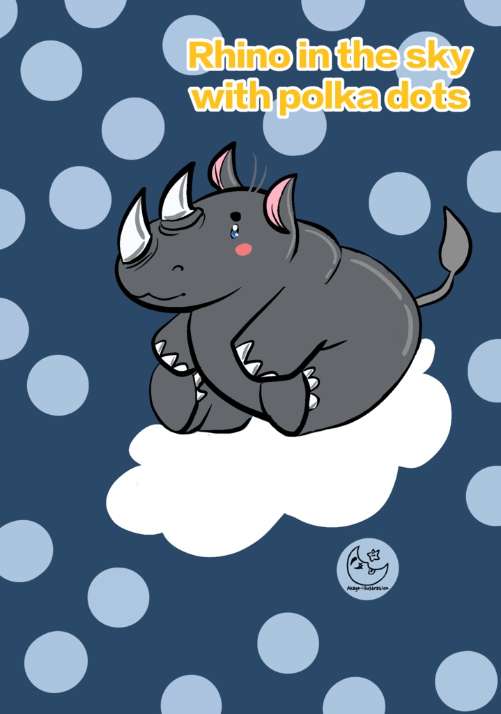 Rhino in the sky with polka dots.