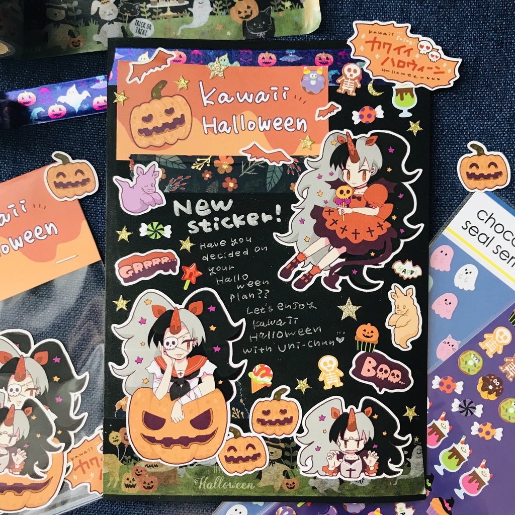 ハロウィンうにちゃんステッカーパック