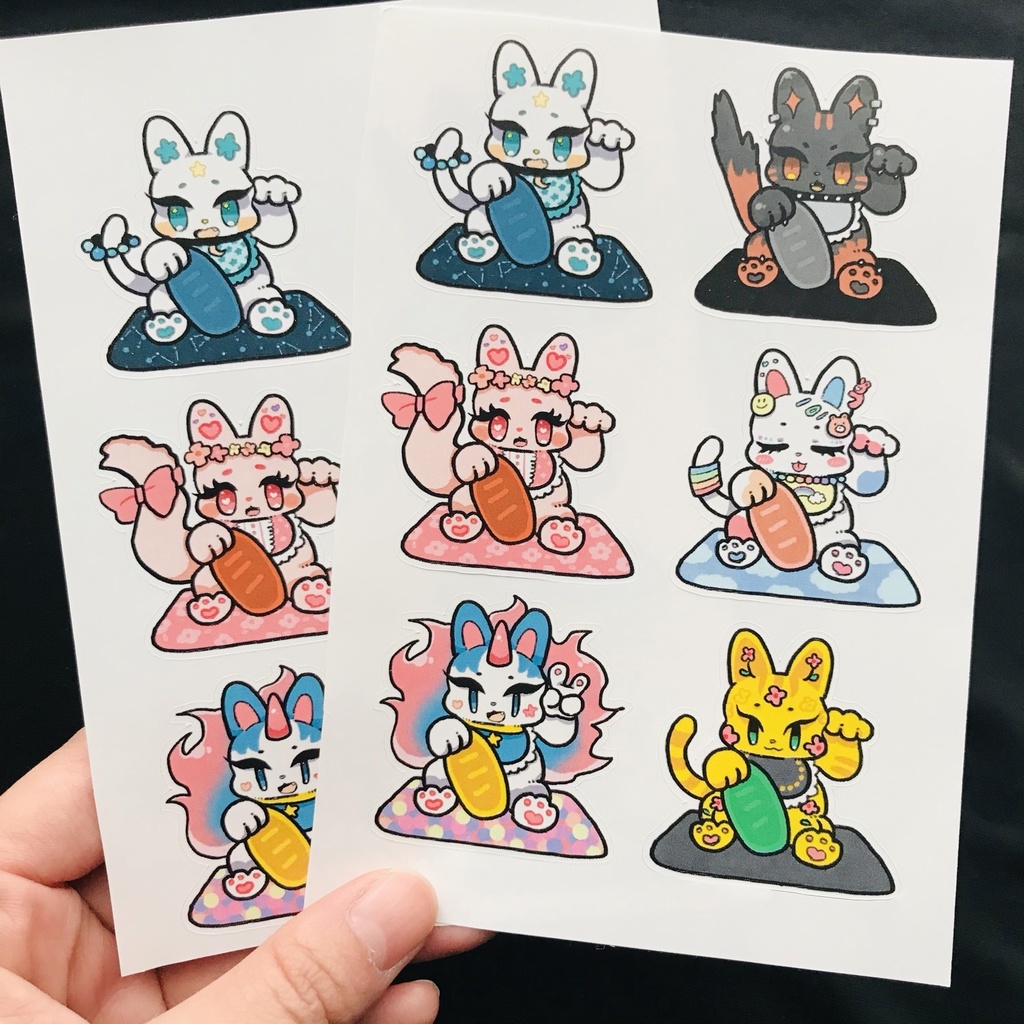 カラフル招き猫シートステッカー