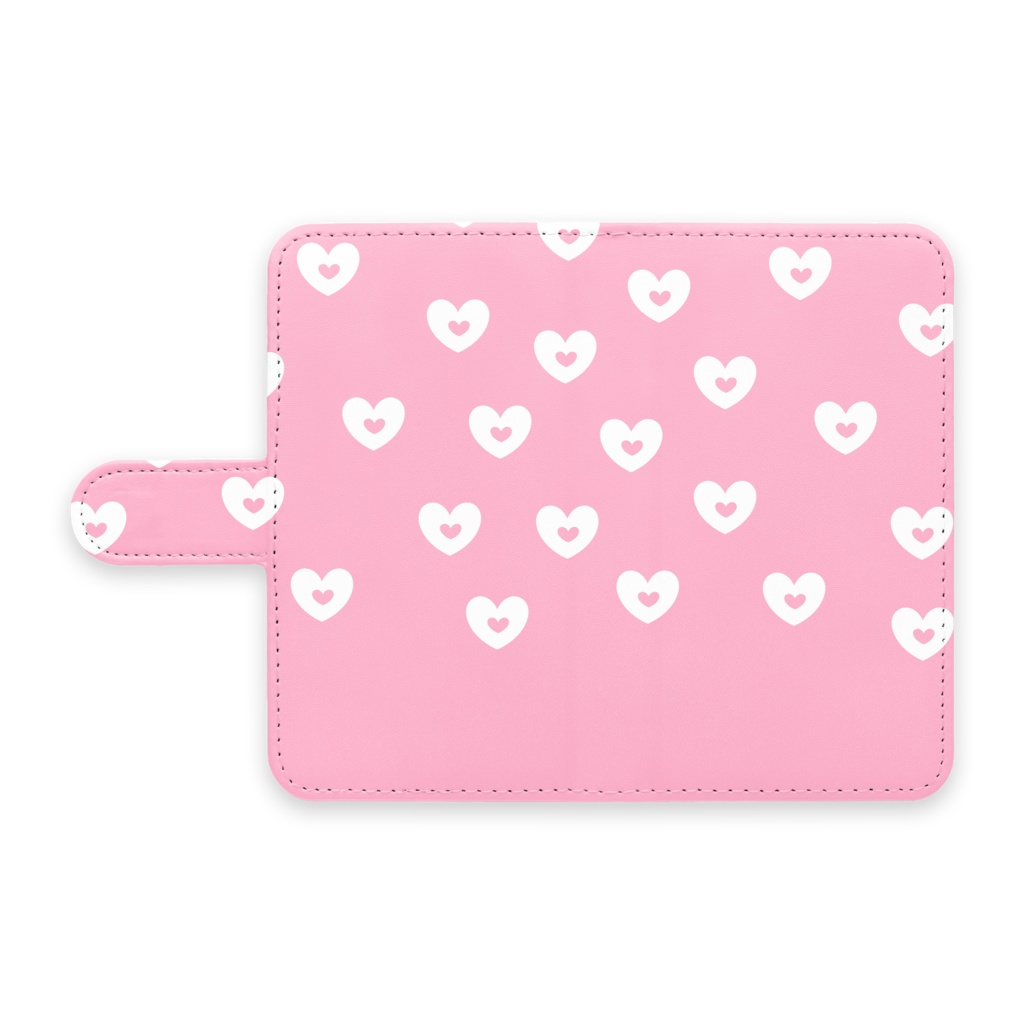 手帳型Androidケース ピンクハート