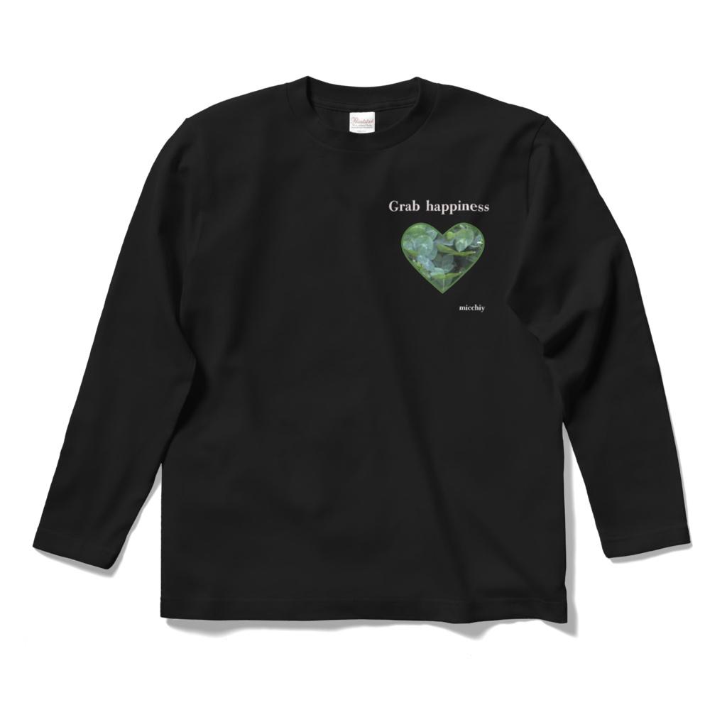 長袖ブラックTシャツ クローバーハート Grab happiness 14465633