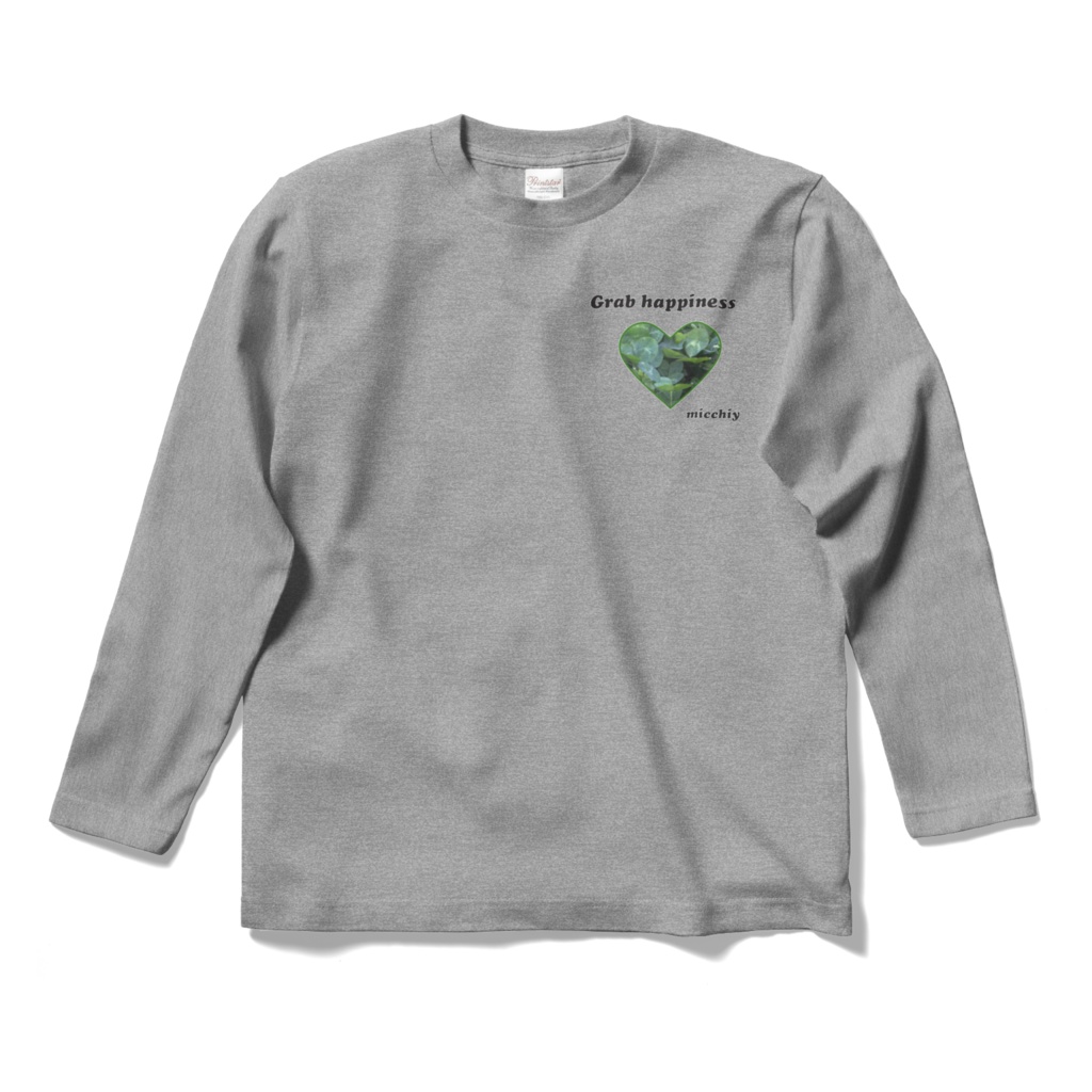 長袖Tシャツ グレー クローバーハート Grab happiness 14466032