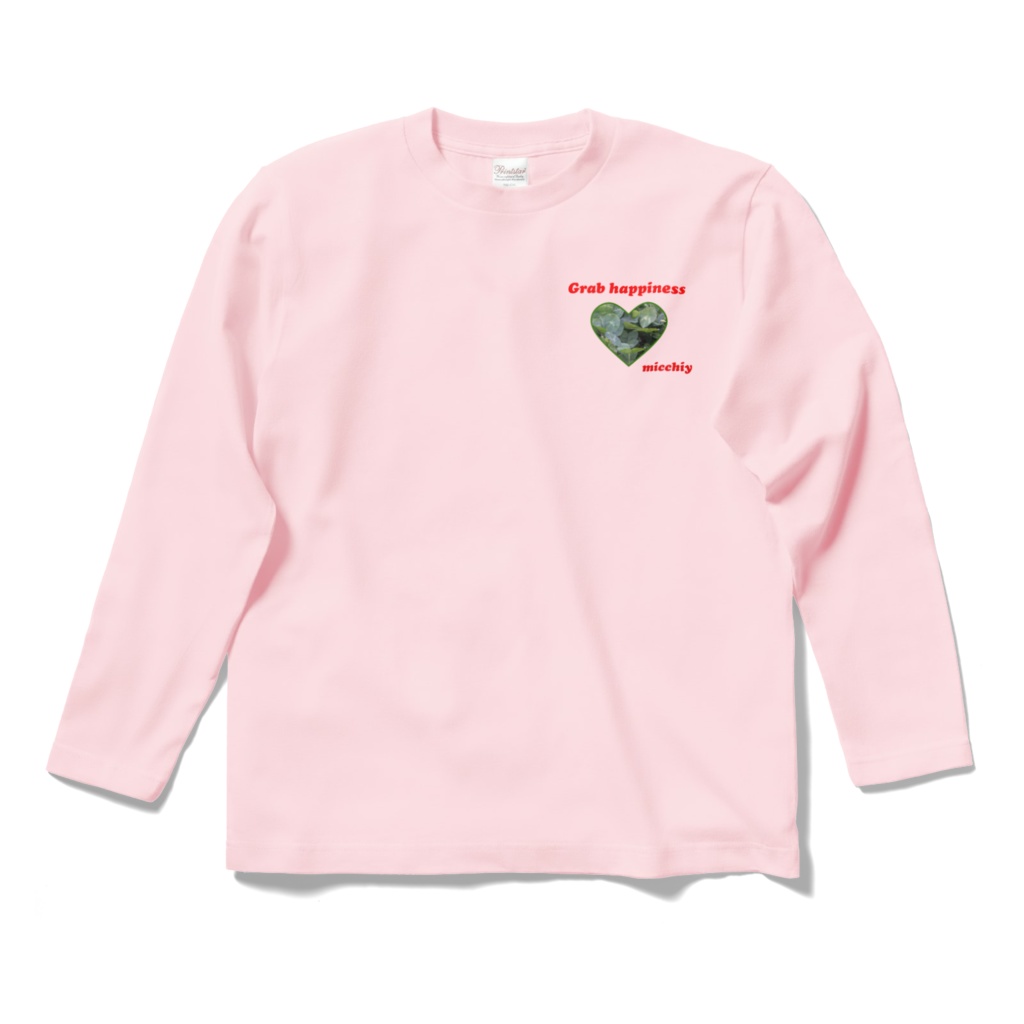 長袖Tシャツ ピンク クローバーハート Grab happiness 14466198