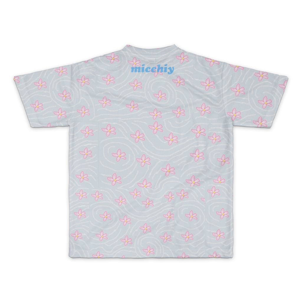 Tシャツ 半袖 花01 ブルーグレー
