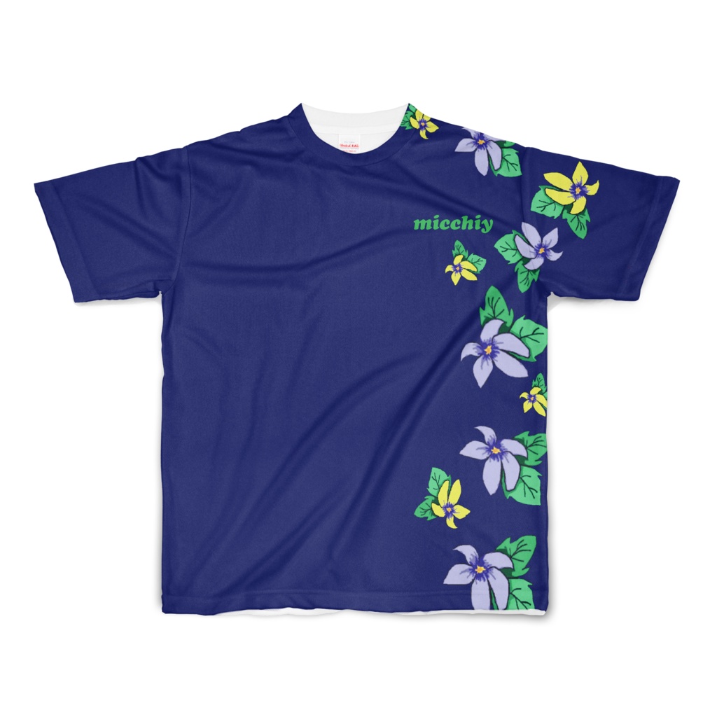 Tシャツ 半袖 　花02　ネイビー