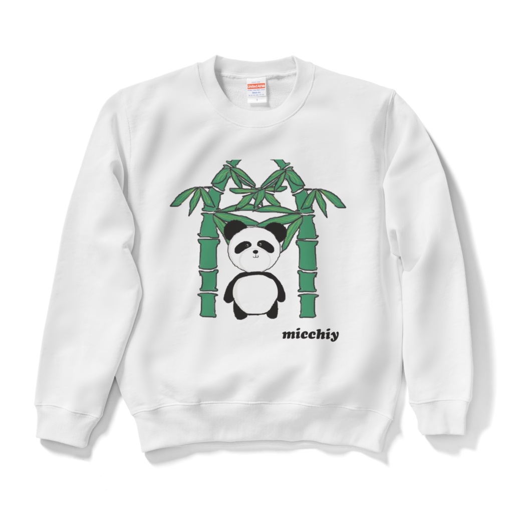 スウェット 長袖　パンダ01　ホワイト