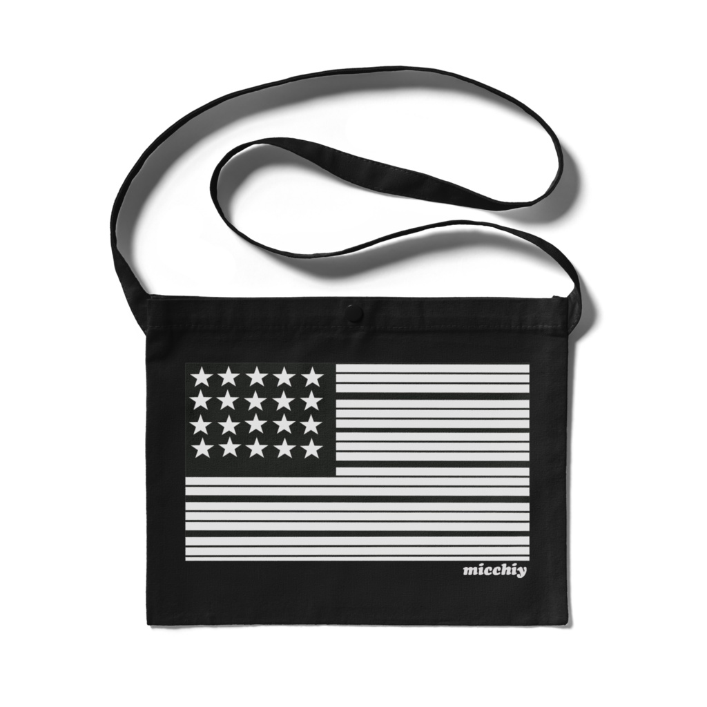 サコッシュ　バッグ 　星01　ボーダ　ブラック