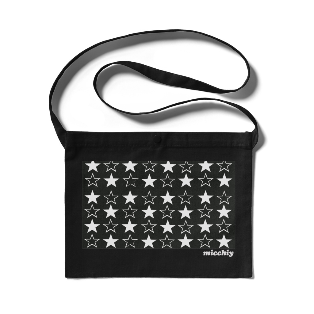 サコッシュ バッグ　星02　ブラック