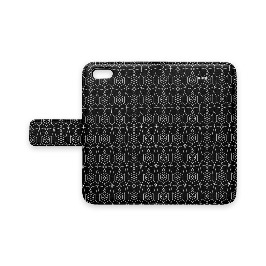手帳型iPhoneケース 幾何学01　ブラック