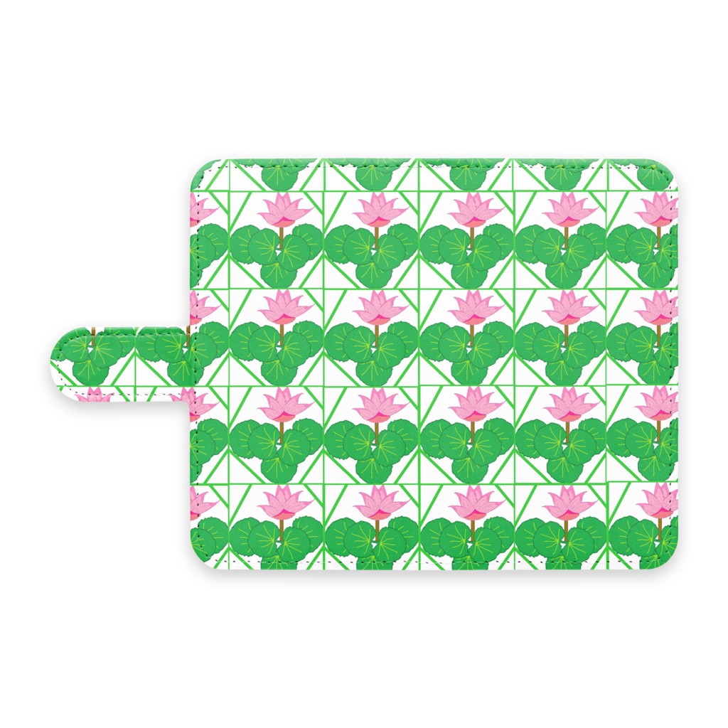 手帳型Androidケース 花02　ボヘミアン　グリーン　ピンク