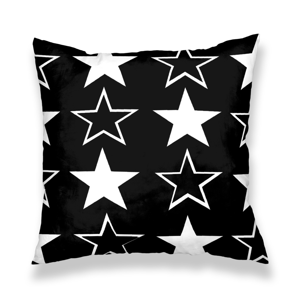 クッションカバー01　星01　ブラック