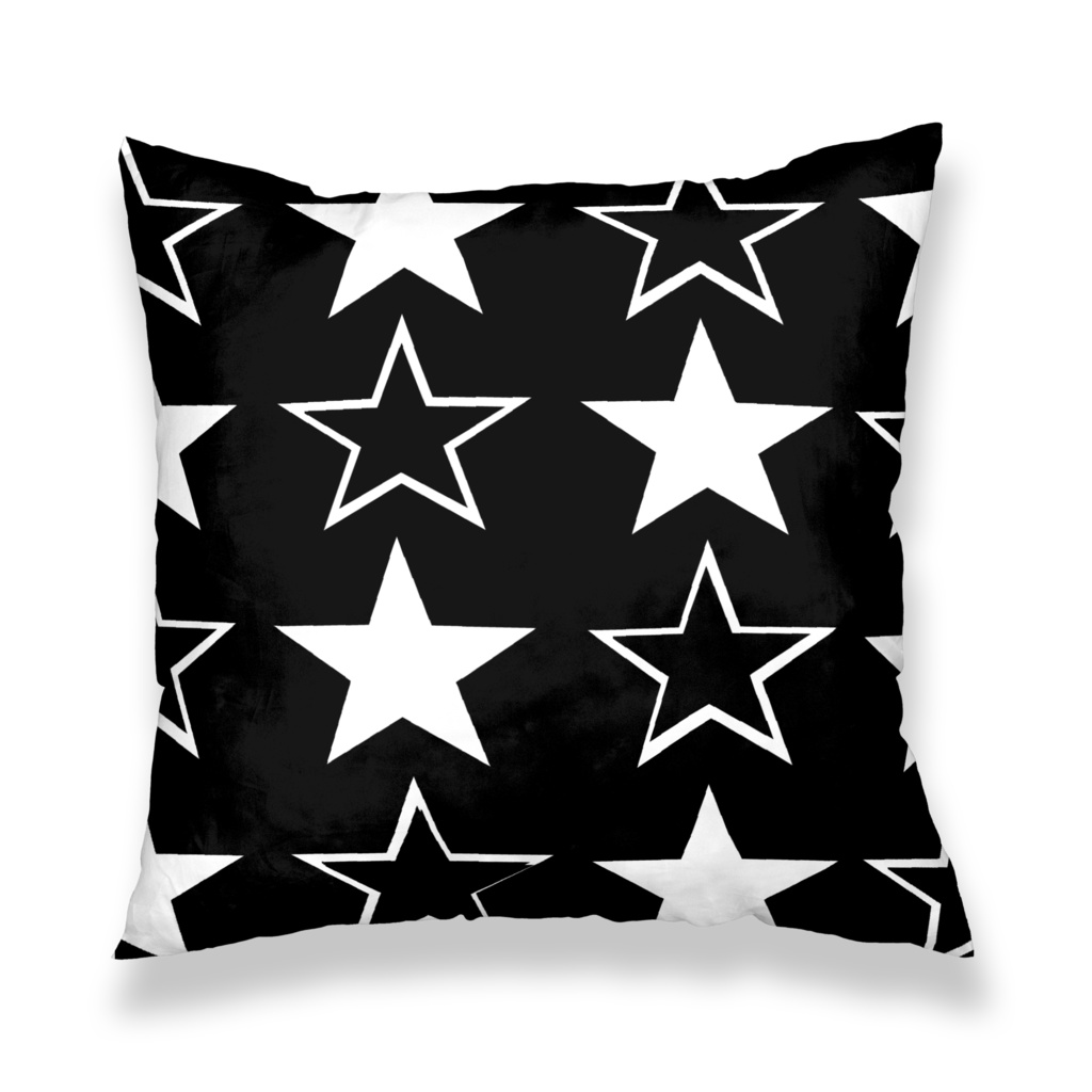 クッションカバー01 星01 ブラック