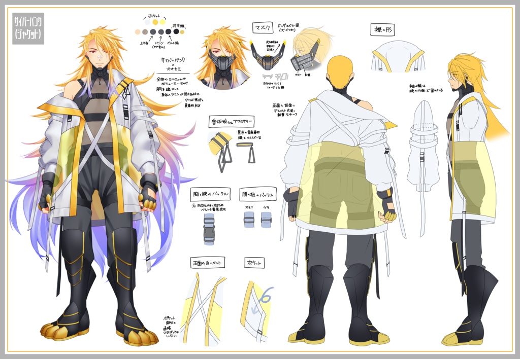 【無料DL可能】夢咲刻夜 -三面図&設定資料集-(2023/06/14更新版)